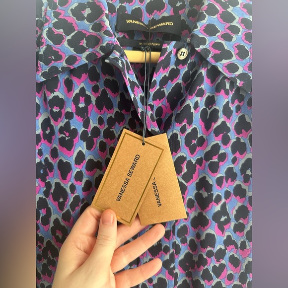 NWT Vanessa Seward Elise Animal Print Silk Blouse - Picture 5 of 6